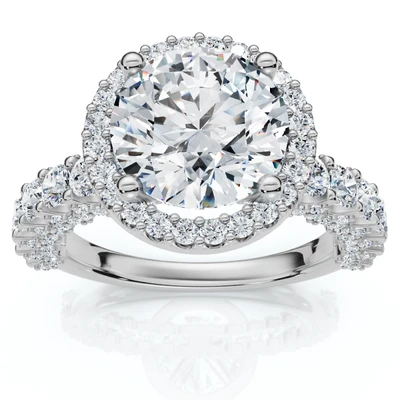 Certified 3 1/5Ct Pave Diamond Engagement Ring 14k Gold Lab Grown