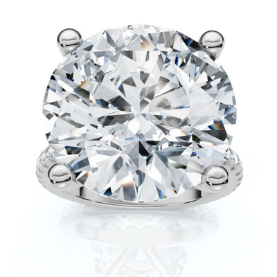Certified 10 1/3Ct Round Diamond Engagement Ring With Accents 14k Gold Lab Grown