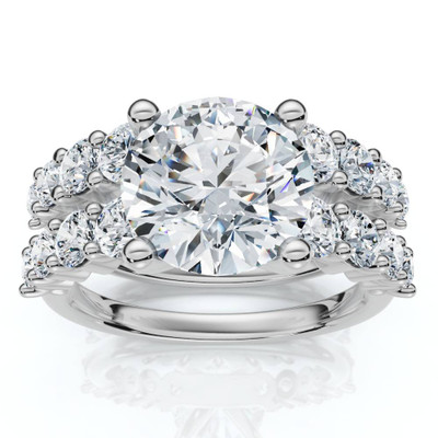 Certified 3 6/8ct Diamond Engagement Wedding Ring Set 14k Gold Lab Grown