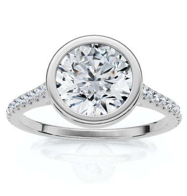 Certified 1 1/2ct Diamond Bezel With Accent Engagement Ring 14k Gold Lab Grown