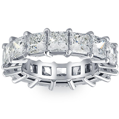 8 Ct Princess Cut Diamond Eternity Ring White, Yellow, or Rose Gold Lab Grown