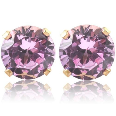 1Ct TW Amethyst Studs in 10k White or Yellow Gold