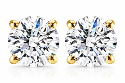 1 ct TDW Diamond Studs 14K Yellow Gold Lab Grown Screw Back Earrings