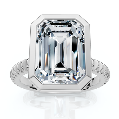 Certified 4Ct Bezel Solitaire Diamond Engagement Ring 14k Gold Lab Grown