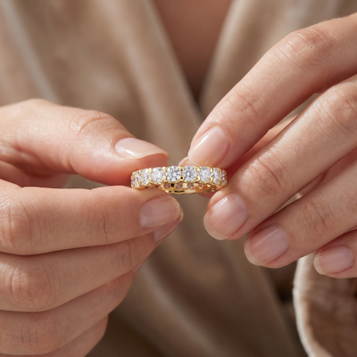 2 Ct Lab Grown Diamond Eternity Ring Womens Wedding Band 14k Yellow Gold