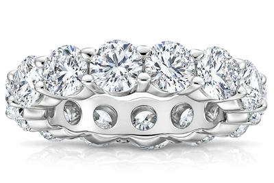 6 Ct EX3 Lab Grown Diamond Eternity Wedding Ring 14k White Gold