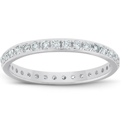 1/2ct Lab Grown Created Diamond Wedding Ring Womens Eternity Band 10k White Gold