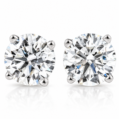 Certified 4 Ct TW Round Lab Grown Screw Back Studs 14k White Gold