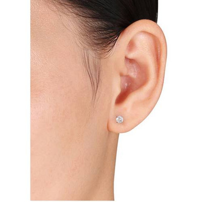 1/2ct Round Diamond Studs Screw Back 14K White Gold