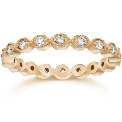 1/3ct Stackable Lab Grown Diamond Wedding Eternity Ring 14K Rose Gold