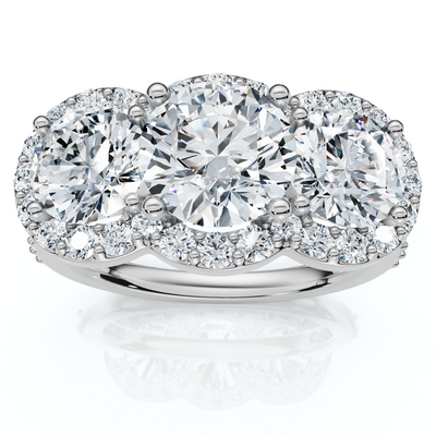 Certified 3 3/4Ct Three Stone Diamond Engagement Ring 14k Gold Lab Grown