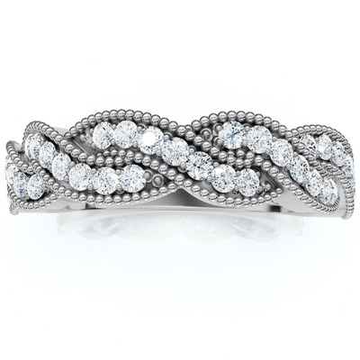 1/3 ct Diamond Infinity Vintage Wedding Ring 14K White Gold Lab Grown