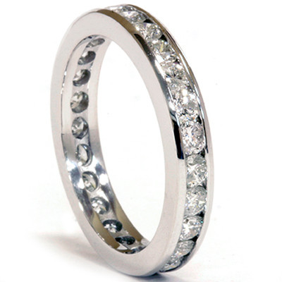 1 1/2ct Channel Set Lab Grown Diamond Eternity Ring 14K White Gold