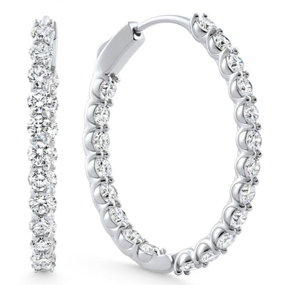 4Ct Diamond Hoops 14k Gold Women's Lab Grown Earrings 30mm Tall