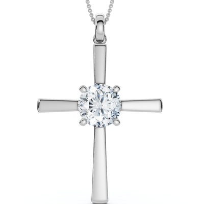1Ct Diamond Cross Gold 18" Necklace Lab Grown 30mm Tall