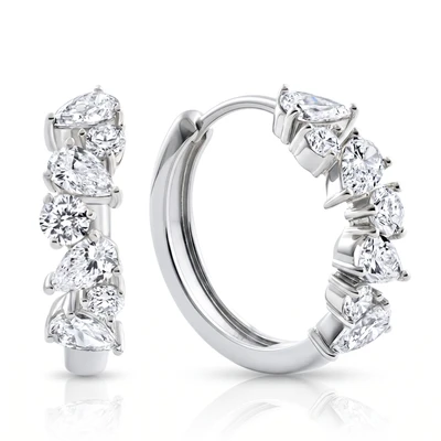 2Ct Pear & Round Ali Diamond Hoops 14k Gold 19mm Earrings Lab Grown
