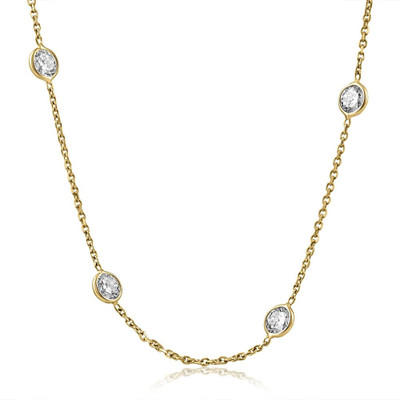 4Ct Diamonds By The Yard Necklace 14K Yellow Gold Lab Grown Station Pendant