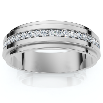 Mens Diamond 3/8ct Eternity Ring Wedding Band 14k White Gold 7mm Lab Grown