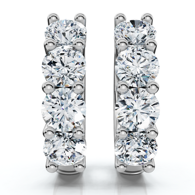 2Ct Diamond Hoops Small 14k White or Yellow Gold Lab Grown 5/8" Tall