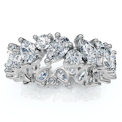 3Ct Pear & Round Diamond Eternity Ring 14k Gold or Platinum Lab Grown