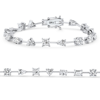 9Ct Mixed Cut Spaced Diamond Tennis Bracelet 14k Gold Lab Grown 7"