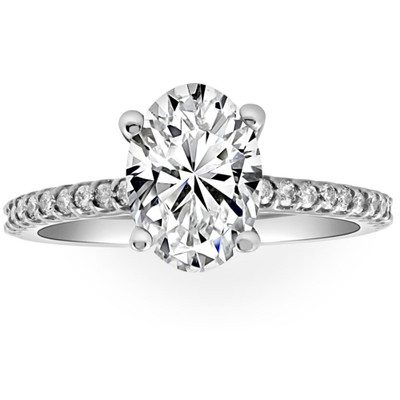 Certified 2.50Ct Oval Lab Grown Diamond Engagement Ring in 14k White Gold