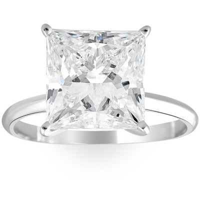 5Ct Princess Cut Solitaire Diamond 14k White Gold Engagement Ring Lab Grown