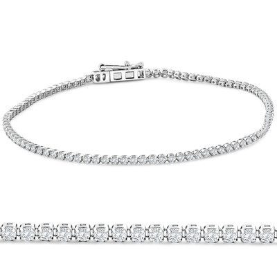 2Ct Diamond Lightweight 7" Tennis Bracelet 14k Gold Lab Grown