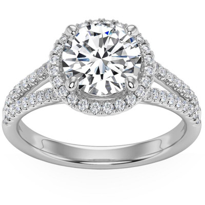 3Ct Halo Diamond Engagement Ring Split Band White, Yellow or Rose Gold Lab Grown