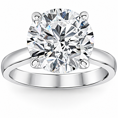 3 Ct Diamond Solitaire Lab Grown Engagement Ring in 14k White Gold