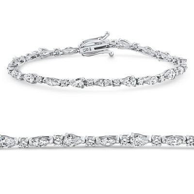 4.10Ct Multi-Stone Diamond 7" Tennis Bracelet 14k Gold Lab Grown