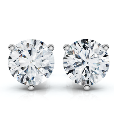 1.50Ct TW Round Diamond Martini Studs 3-Prong 14k Gold Lab Grown