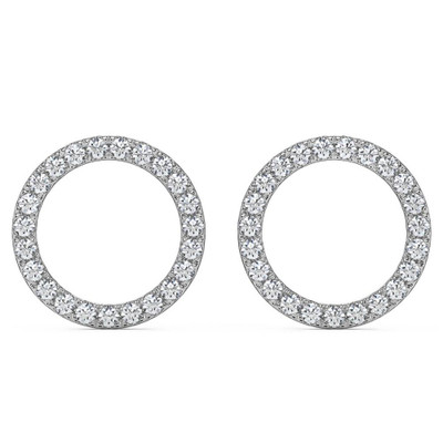 1/4Ct Circle Diamond Earrings in White, Yellow, or Rose Gold Lab Grown