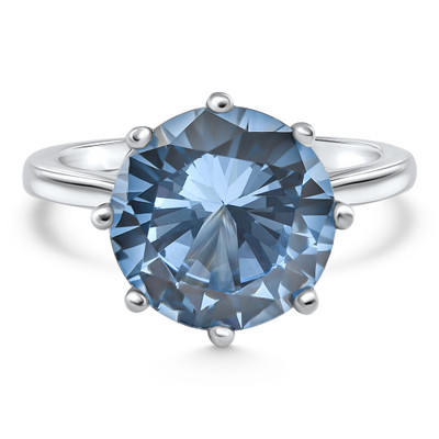 Aquamarine Solitaire Flower Ring 14k White Gold 10MM Lab Grown