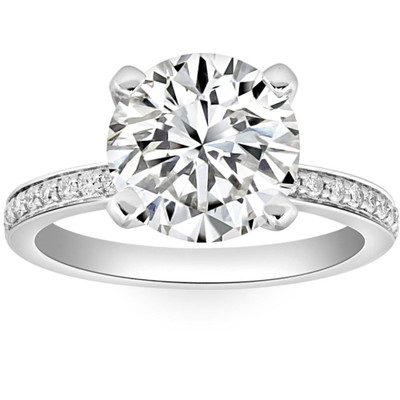 Certified 3 1/4Ct Lab Grown Diamond Engagement Ring in 14k Gold