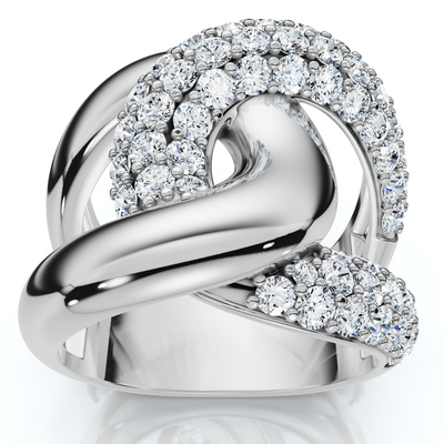 2Ct Interlocked Brittany Diamond Ring 10k Gold Lab Grown Right Hand Band