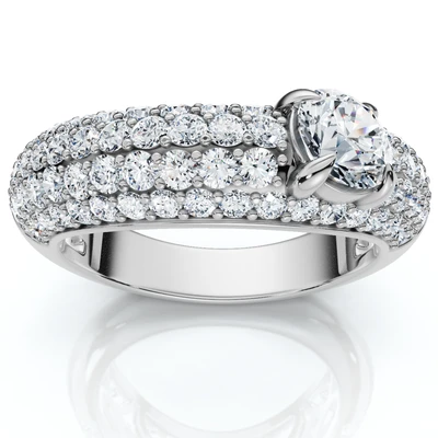 1 1/2Ct Pave Kimberly Diamond Anniversary Ring 14k Gold or Platinum Lab Grown