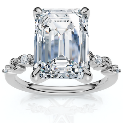 Certified 4.05Ct Emerald Cut Diamond Engagement Ring 14k White Gold Lab Grown