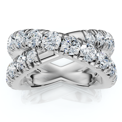 3Ct Diamond Heavy Crossover Right Hand Ring 14k Gold or Platinum Lab Grown