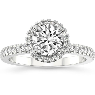 2 3/4 Ct Diamond Halo Lab Grown Engagement Ring in White, Yellow or Rose Gold