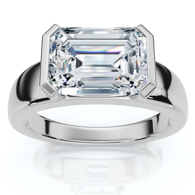 Certified 3Ct East West Emerald Diamond Engagement Ring 14k Gold or Pt Lab Grown
