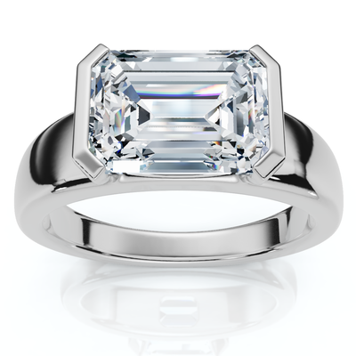 Certified 3Ct East West Emerald Diamond Engagement Ring 14k Gold or Pt Lab Grown