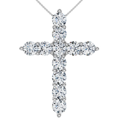 4Ct TW Diamond Cross Pendant 14k Gold Women's 18" Necklace Lab Grown