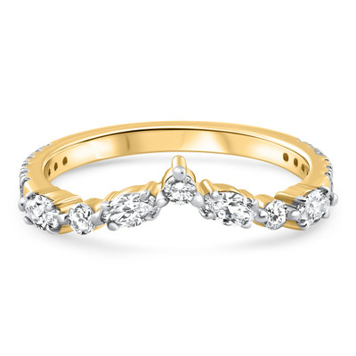 1/2Ct Diamond Wedding Curved Guard Ring 14k Yellow Gold Lab Grown