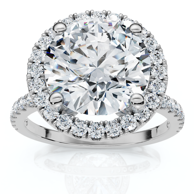 3 1/2Ct Diamond Halo Lab Grown Engagement Ring in White, Yellow or Rose Gold