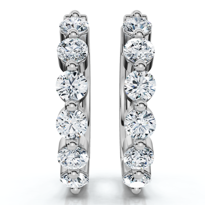1Ct 6-Stone Diamond Hoops 10k Gold Lab Grown
