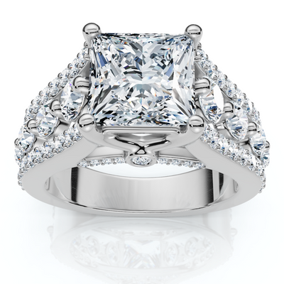 Certified 3.80Ct Princess Cut Diamond Engagement Ring 14k Gold Lab Grown