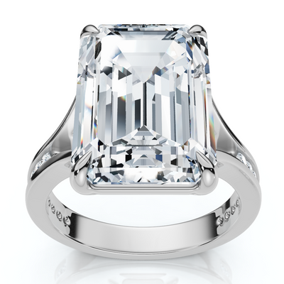 Certified 9.20Ct Emerald Cut Sam Diamond Engagement Ring 14k Gold/Pt Lab Grown