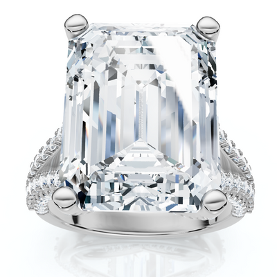 Certified 9.80Ct Aspen Emerald Cut Diamond Engagement Ring 14k Gold Lab Grown