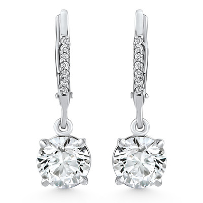 2.07Ct TW Diamond Dangle Lever Back Hoops 10k White Gold Lab Grown